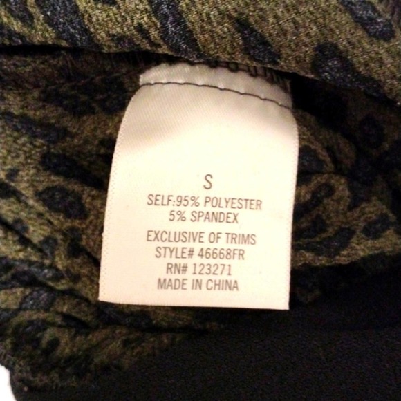 Charlie's Angels Jumpsuit Black Top Leopard Bottoms Sleeveless Wide Sz S Olive - Picture 8 of 10